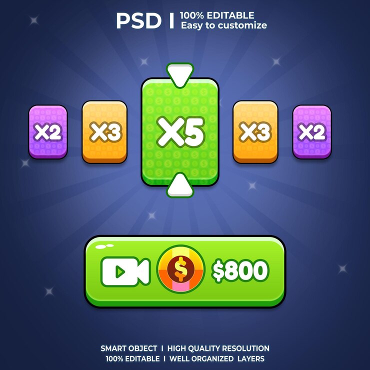 PSD juego de medidor de ui juego de medidor de recompensa juego de spin casual juego de recompensa interfaz de interfaz de ui 2d juego de arte