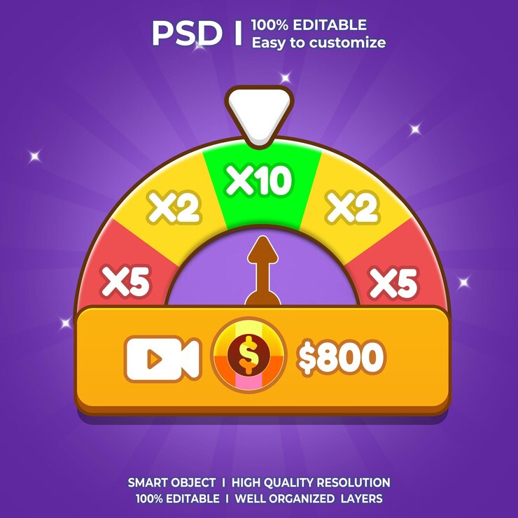 PSD juego de medidor de ui juego de medidor de recompensa juego de spin casual juego de recompensa interfaz de interfaz de ui 2d juego de arte