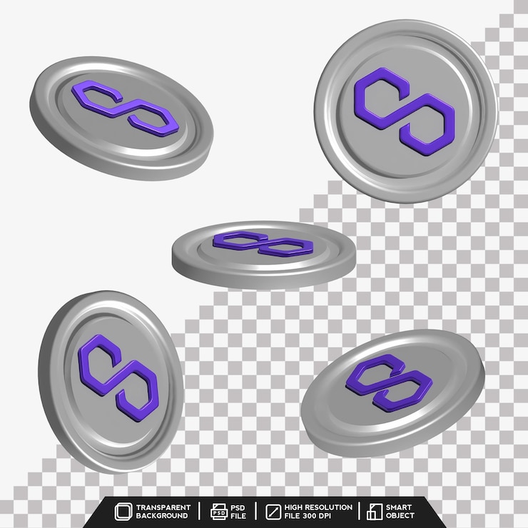 PSD juego de monedas 3d de moneda poligonal blanca con diferente punto de vista