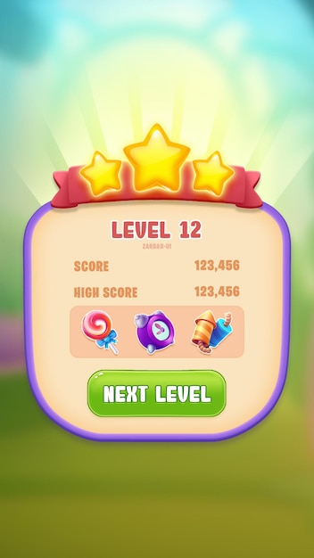 un juego con el nivel de número en el medio