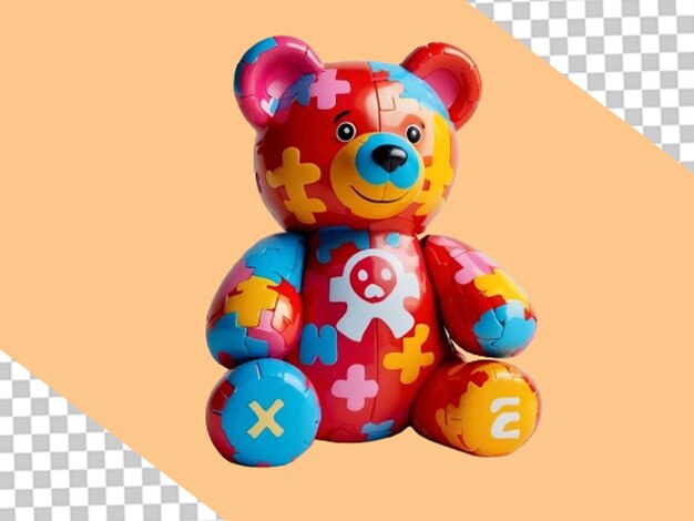 PSD juego de oso colorido para el día del autismo png