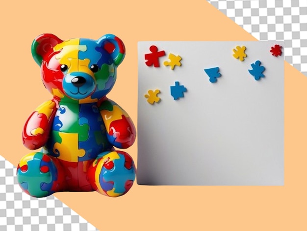 PSD juego de oso colorido para el día del autismo png