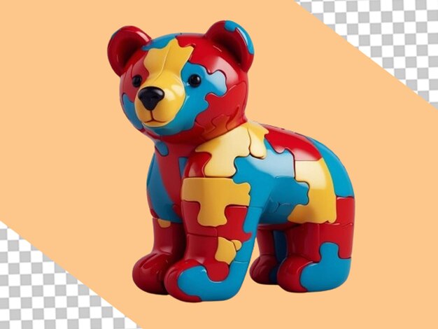 Juego de oso colorido para el Día del Autismo PNG