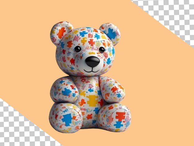 PSD juego de oso colorido para el día del autismo png