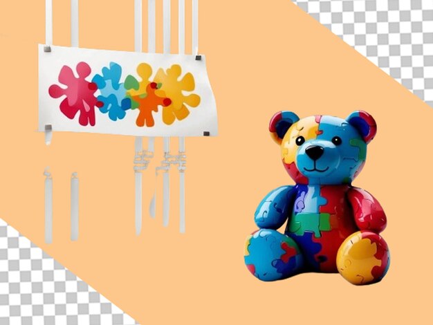 Juego de oso colorido para el Día del Autismo PNG