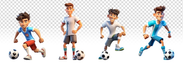 PSD juego de personajes de futbolista diseño de ilustración 3d