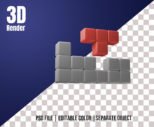 PSD juego de rompecabezas de bloques de construcción 3d