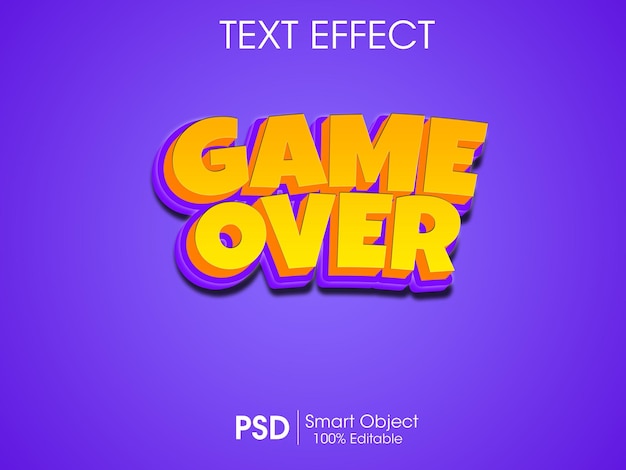 PSD juego terminado efecto de texto