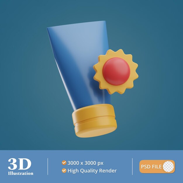 Juego de verano ilustración de protector solar 3d