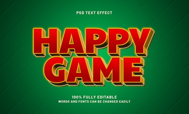 juegos felices efectos de texto editables con un tema de juegos y niños