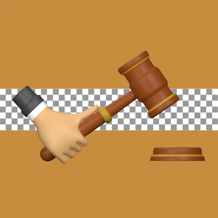 PSD juez hummer con la mano en 3d para presentación web de diseño gráfico u otro