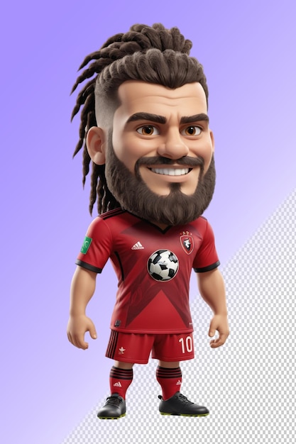 PSD un jugador de fútbol con una barba y una barba está usando una camiseta roja con el número 10 en ella