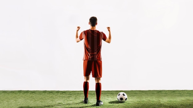 Jugador de fútbol celebrando