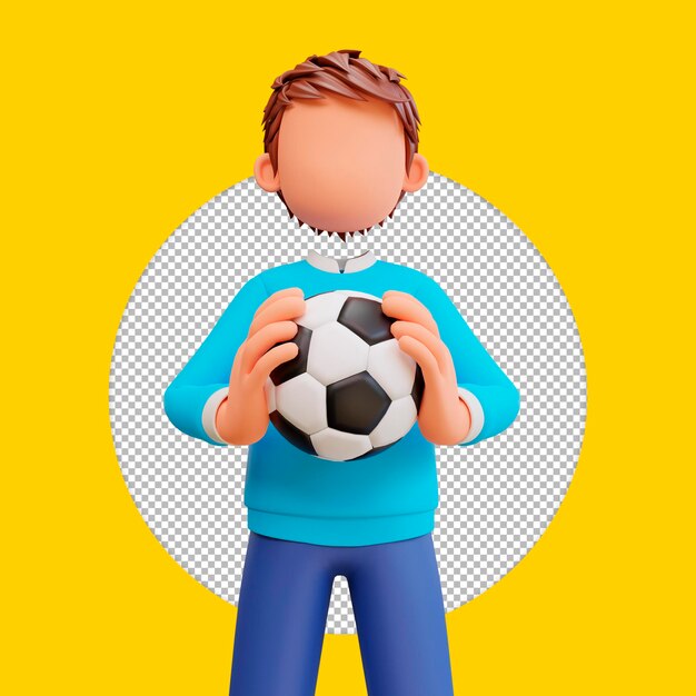 PSD jugador de fútbol de chico lindo de ilustración 3d