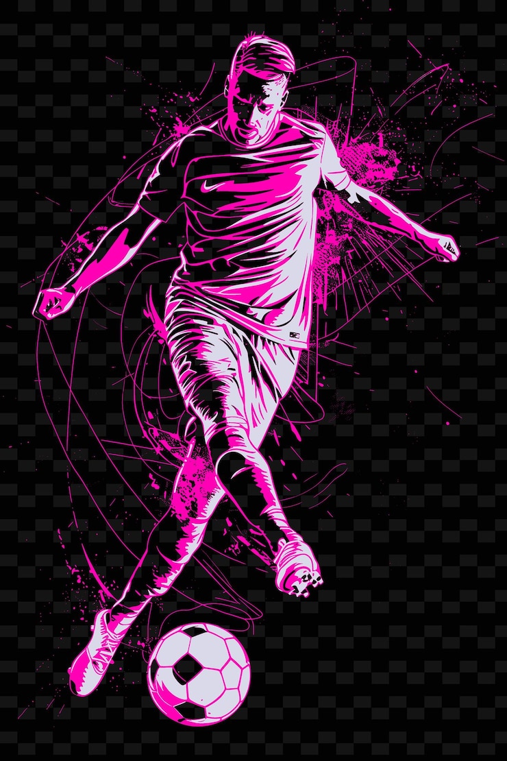 PSD jugador de fútbol pateando la pelota con precisión con una ilustración de dynami flat 2d sport backgroundc