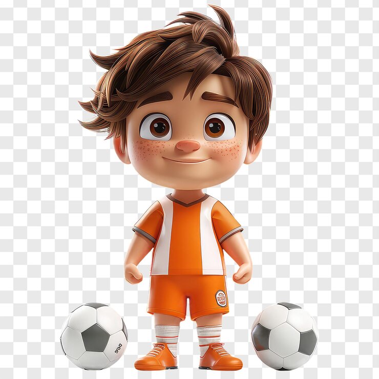 PSD un jugador de fútbol con un uniforme naranja y una pelota de fútbol