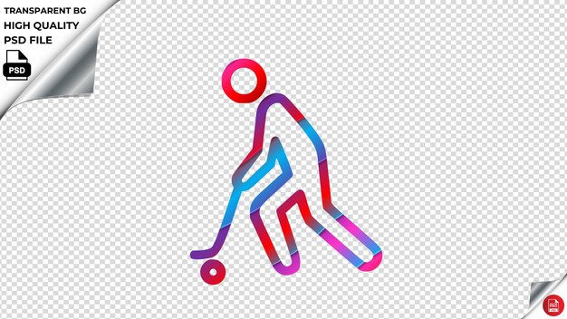 PSD jugador de hockey icono vectorial rojo azul púrpura cinta psd transparente