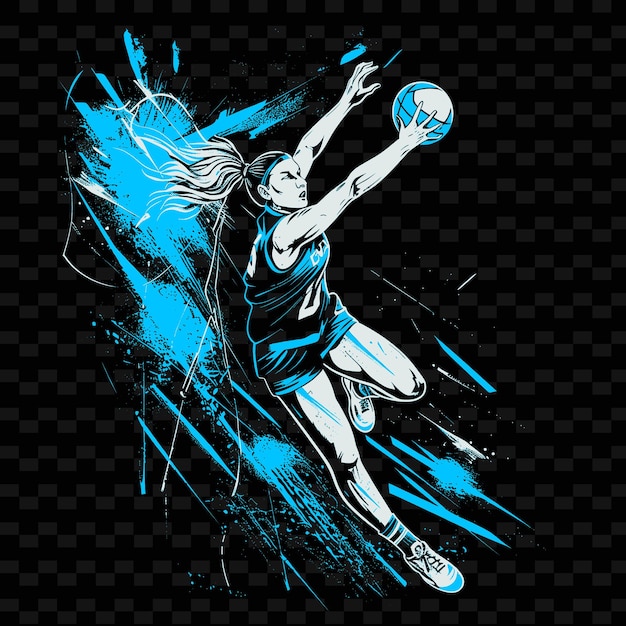 Jugador de netball disparando la pelota con postura controlada con ilustración de dete fondo deportivo plano 2dr