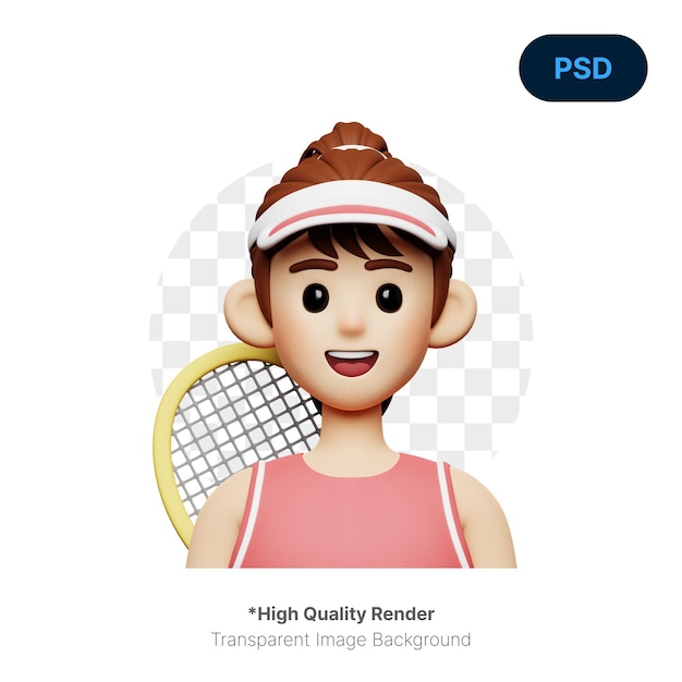 Jugador de tenis personaje 3d premium psd