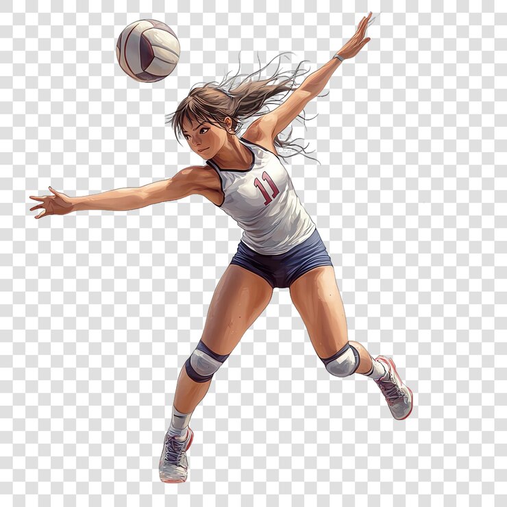 PSD jugadora de voleibol aislada en un fondo transparente