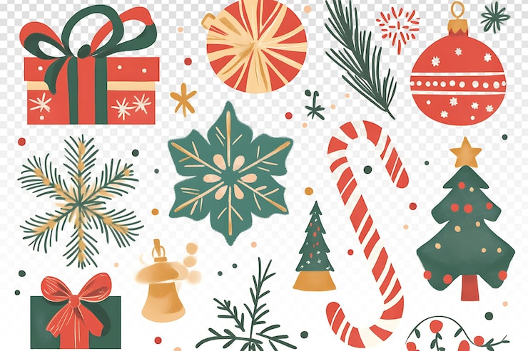 PSD jugar a los cliparts navideños elementos festivos para la alegría navideña