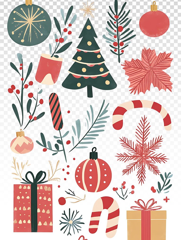 PSD jugar a los cliparts navideños elementos festivos para la alegría navideña