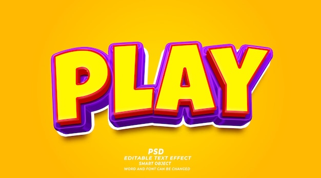 PSD jugar juego 3d efecto de texto editable plantilla psd