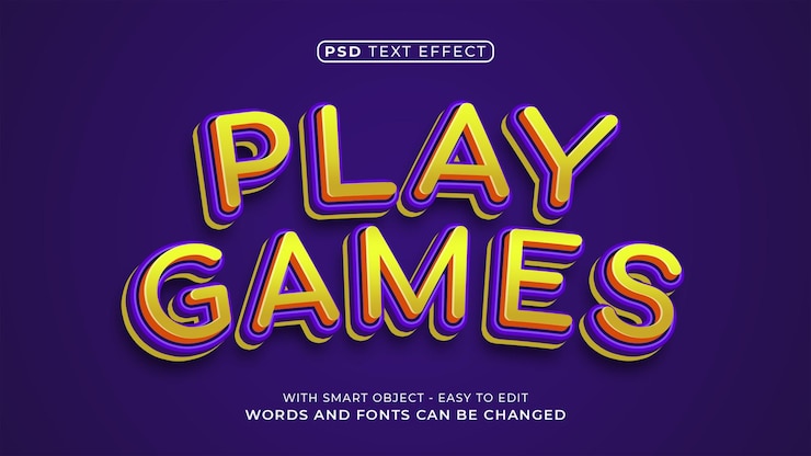 PSD jugar juegos con efectos de texto psd