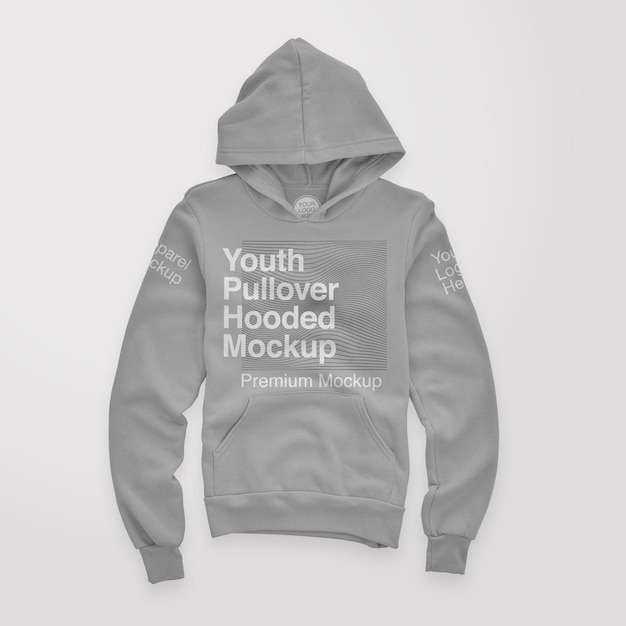 Jugend Pullover mit Kapuze Mockup