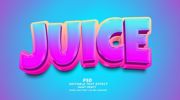 PSD jugo 3d efecto de texto editable estilo photoshop