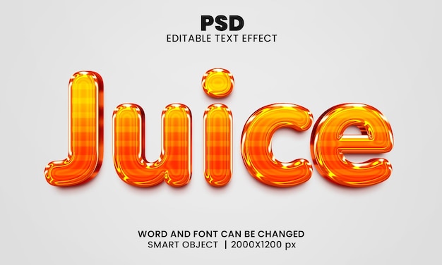 Jugo 3d efecto de texto de photoshop editable estilo con fondo