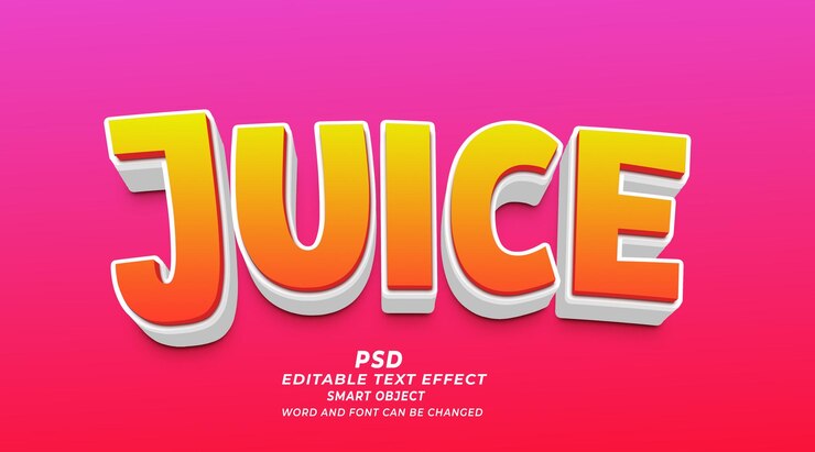 PSD jugo 3d estilo de efecto de texto de photoshop editable con fondo premium