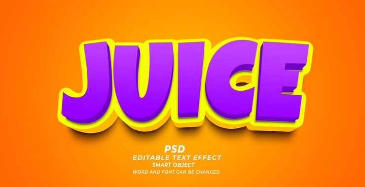 PSD jugo 3d texto editable psd plantilla de photoshop