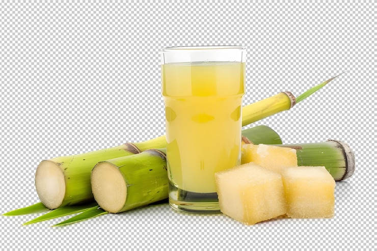 PSD jugo de caña de azúcar y cubos de azúcar png