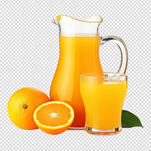 Jugo de fruta de naranja fresco aislado sobre fondo transparente