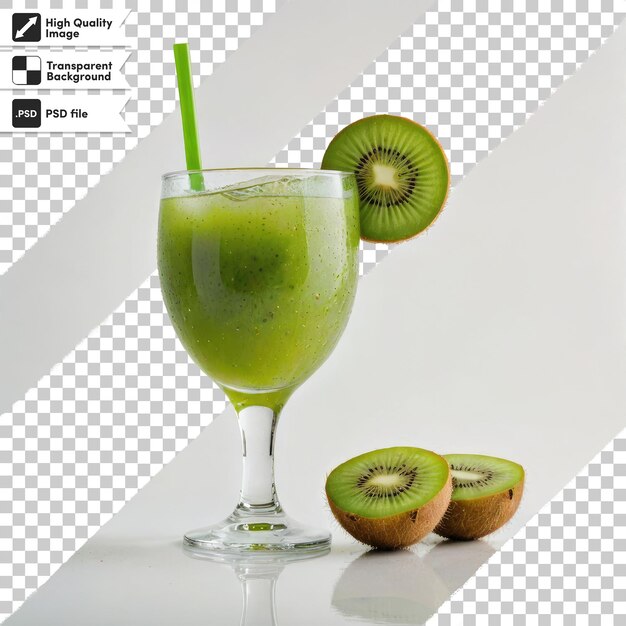 PSD jugo de kiwi psd en vidrio sobre fondo transparente con capa de máscara editable