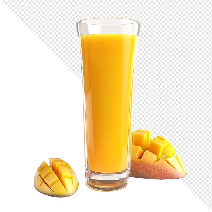 PSD jugo de mango refrescante con rebanadas