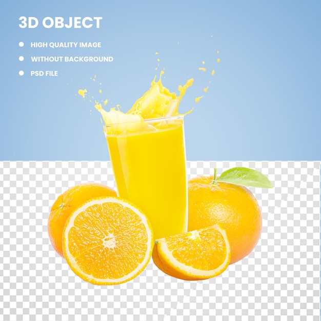 PSD jugo de naranja png fondo transparente