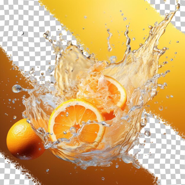 PSD el jugo de naranja está siendo salpicado de fondo transparente