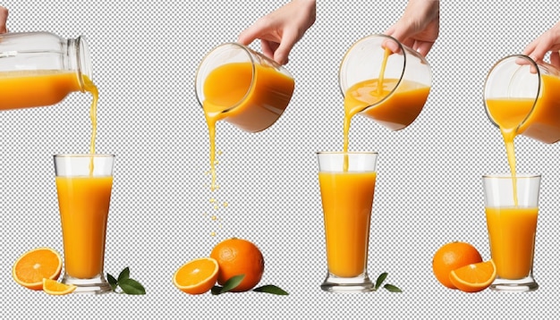 El jugo de naranja se vierte con cuidado