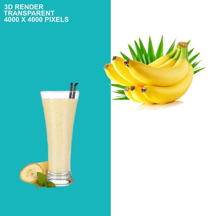 PSD jugo de plátano de fondo transparente