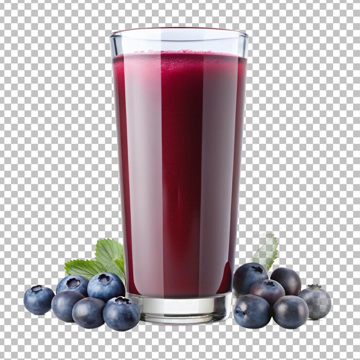 PSD jugo refrescante de arándano vaso de delicias arándano fresco