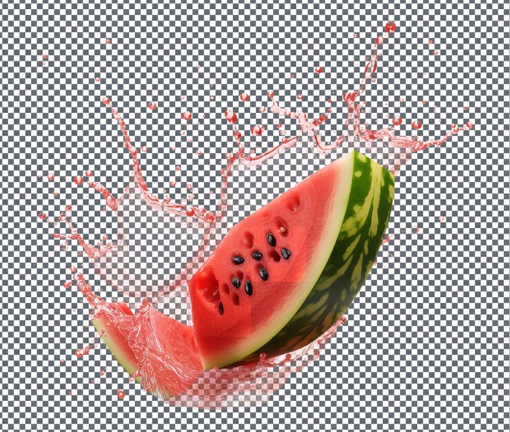 PSD jugo de sandía natural y fresco aislado sobre un fondo transparente