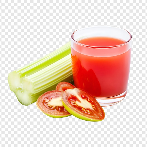 Jugo de tomate aislado en transparente