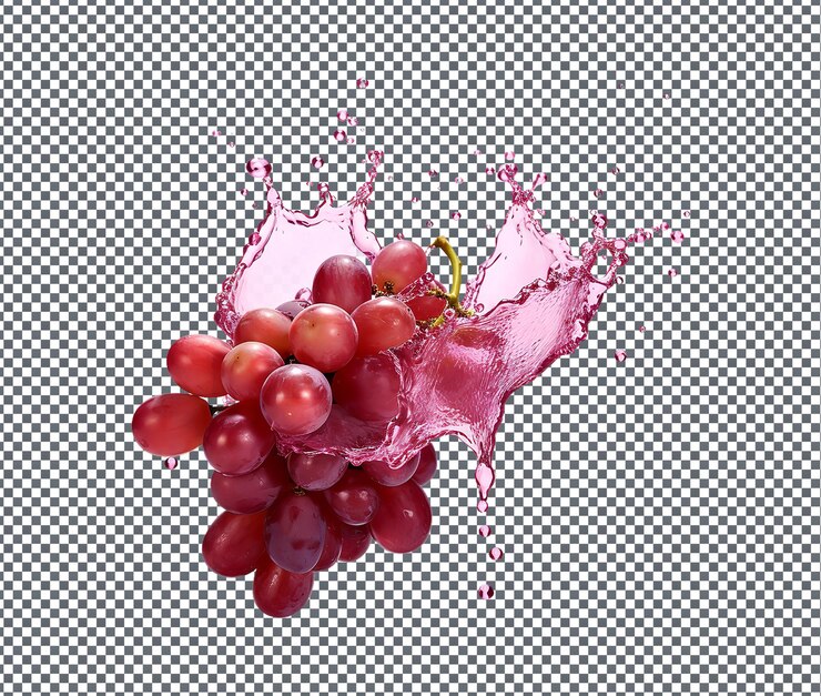 PSD jugo de uvas natural y fresco aislado sobre un fondo transparente