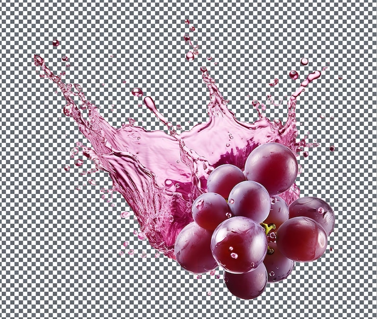 PSD jugo de uvas natural y fresco aislado sobre un fondo transparente