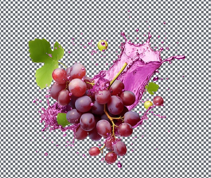 PSD jugo de uvas natural y fresco aislado sobre un fondo transparente