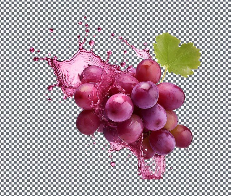 PSD jugo de uvas naturales y frescas aislado sobre un fondo transparente