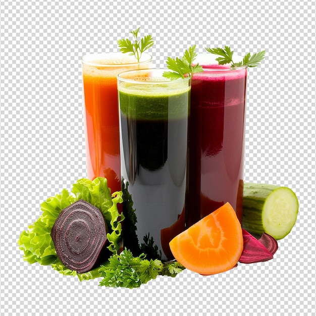 Jugo de verduras aislado sobre un fondo transparente