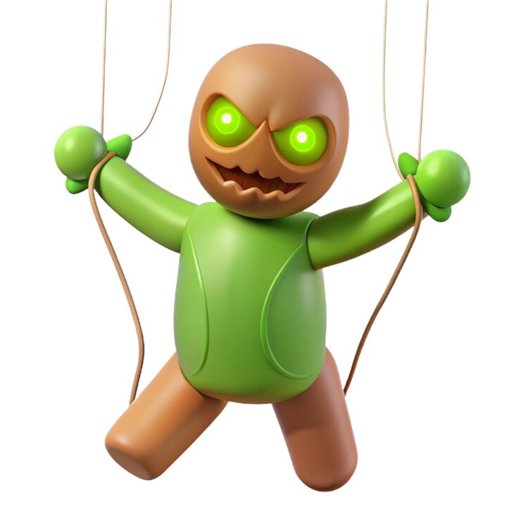 PSD un juguete alienígena verde colgado de una cuerda con un alienígena green colgado de ella